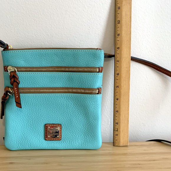 Dooney and Bourke Crossbody Bag Turquoise Teal All Weather Leather Small Mini - Picture 3 of 5